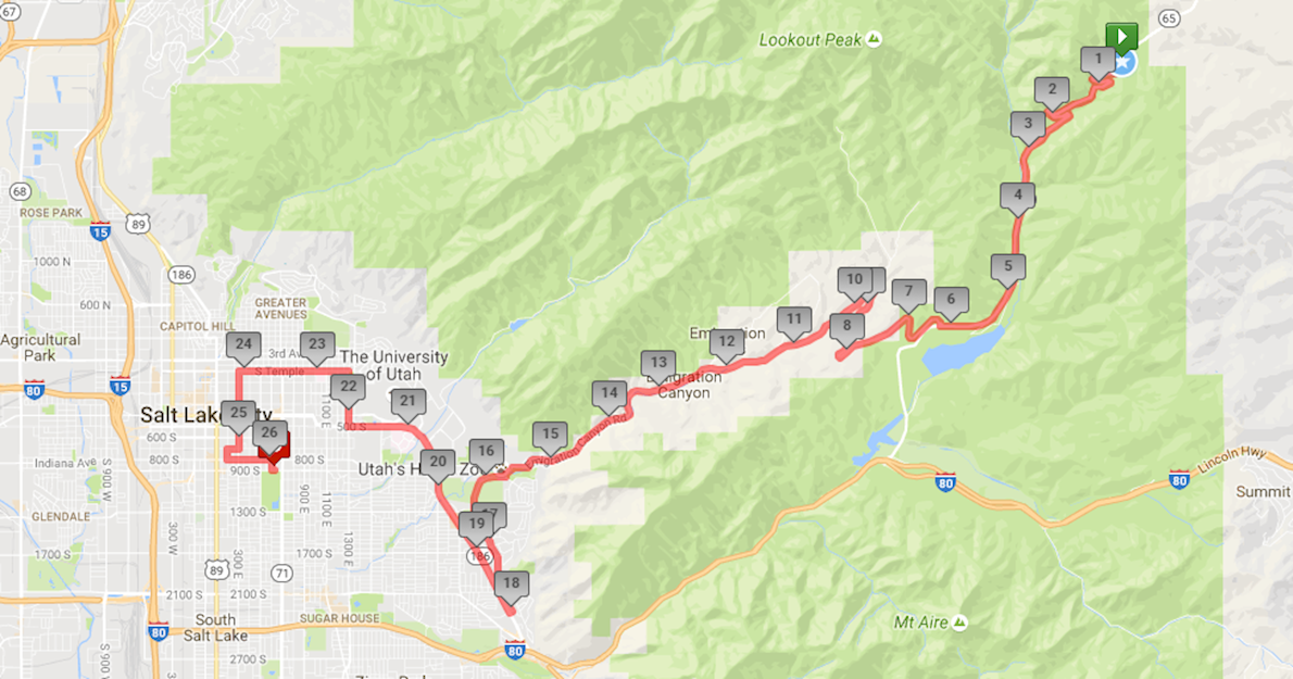 Deseret News Classic Marathon Mappa del percorso